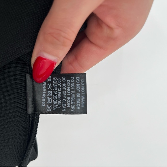 Black rhinestone strapless plunge bandage midi dress XS glam night out birthday - Picture 12 of 16